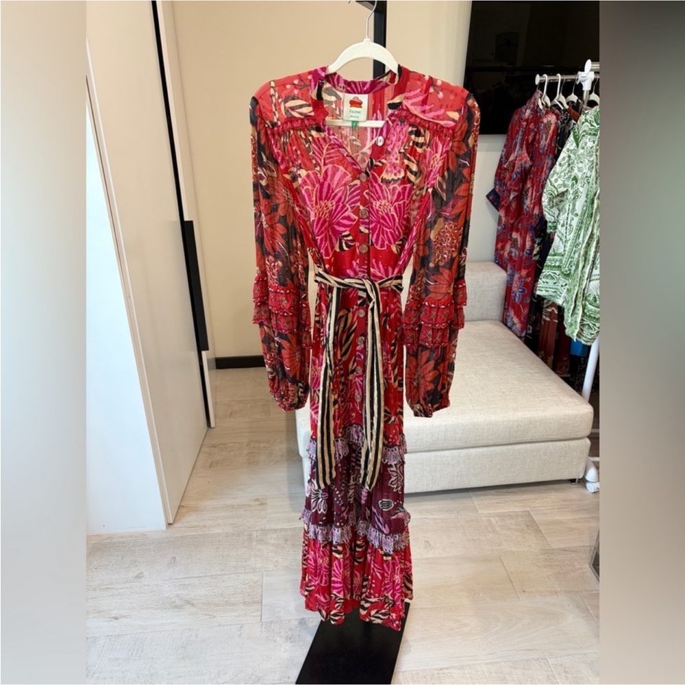 Farm Rio: Mixed Floral Prints Long Sleeve Maxi Dress - Picture 6 of 13